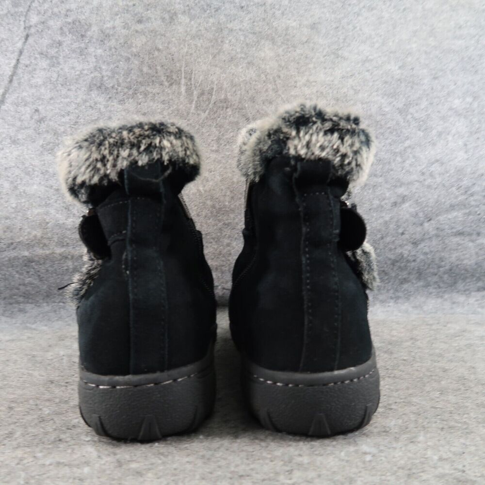 Khombu Shoes Womens 7 Booties Winter Lindsey Leather Faux Fur Buckle Strap Zip - Picture 5 of 15